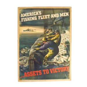 Original U.S. WWII Seafood Industry “Assets to Victory” War Production Poster - 20" x 27 ¾”
