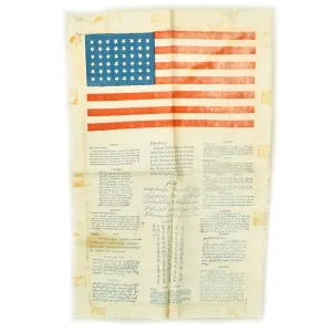 Original U.S. WWII USAAF Pacific Theater American Flag China Burma India Blood Chit (17 Languages) - 17 ½” x 11 ½”