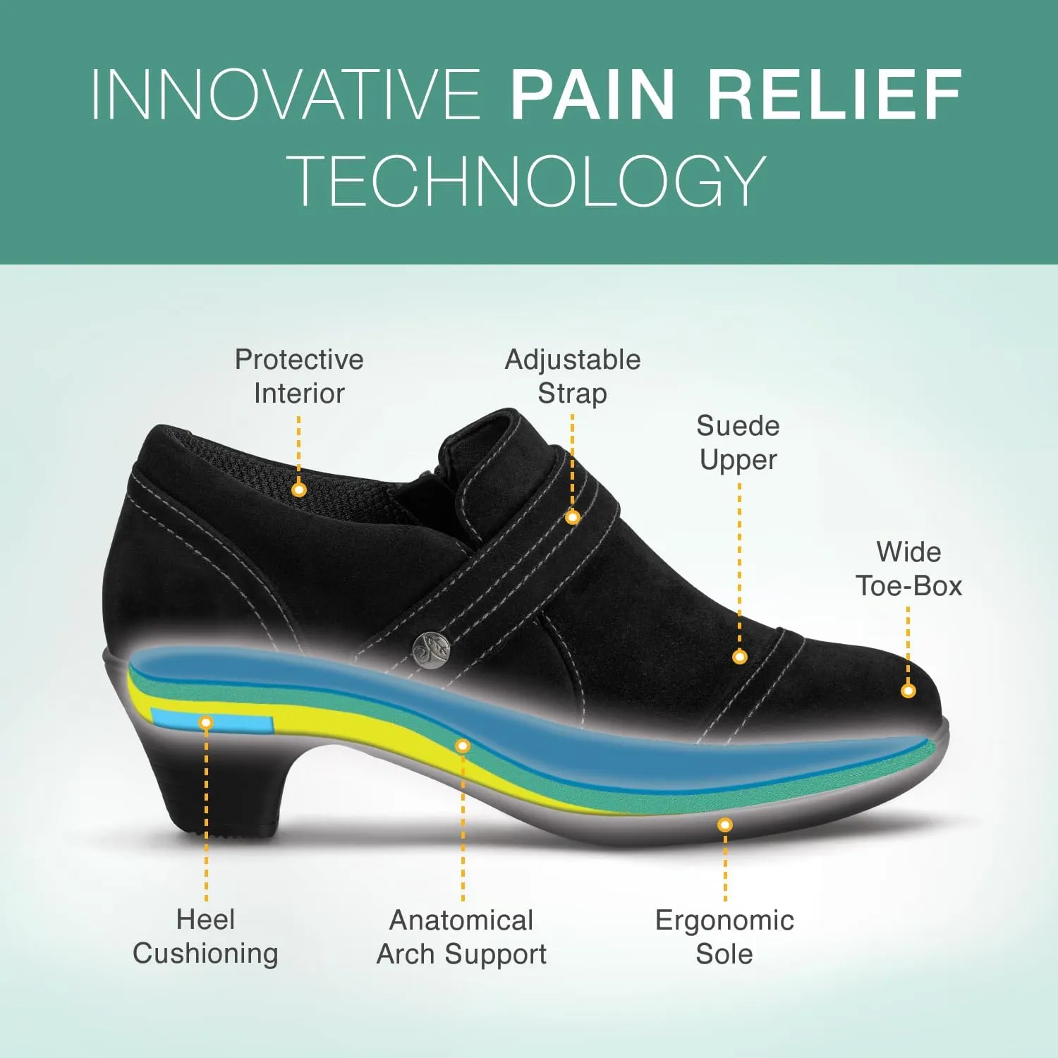 Orthofeet Women's Orthopedic Leather Eva Wedge Shoe for Foot Pain Relief