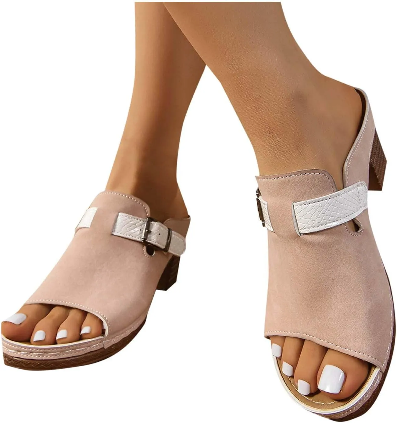 Orthopedic Heels for Women Comfy Chunky Block Sandals with Arch Support Slip on Heels Dressy Summer Pumps Shoes 2025
