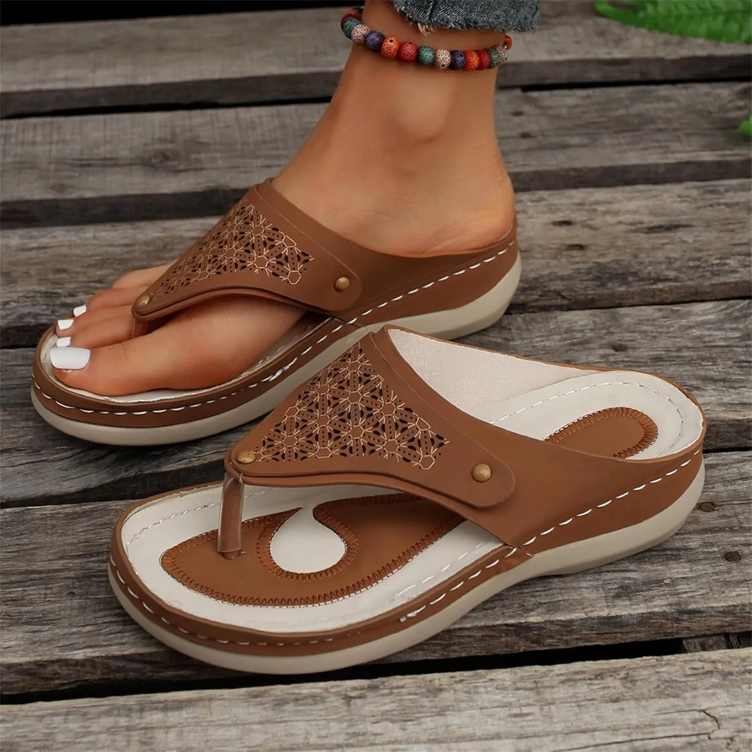 Orthopedic Sandals for Women Arch Support Wedge Flip Flops Y2k Summer Dressy Comfortable Sandals Cushion Footbed Platform Sandal Non-Slip Beach Shoes