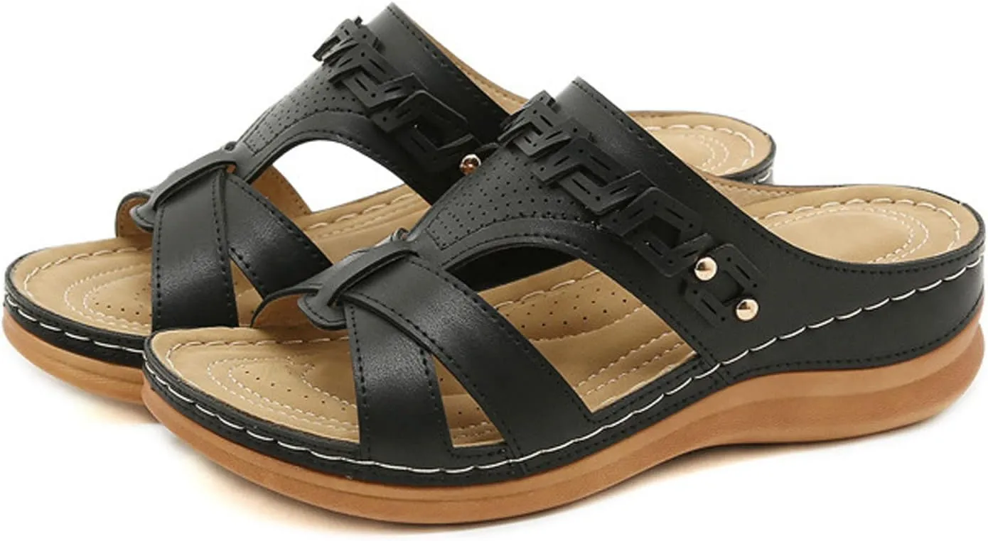 Orthopedic Shoes for Women Wide Width Slip Resistant Black Orthotic Sandals Women Diabetic Sandals for Women Wedges Orthopaedic Shoes for Women Black Platform Sandals Womens Strappy Sandals Heels