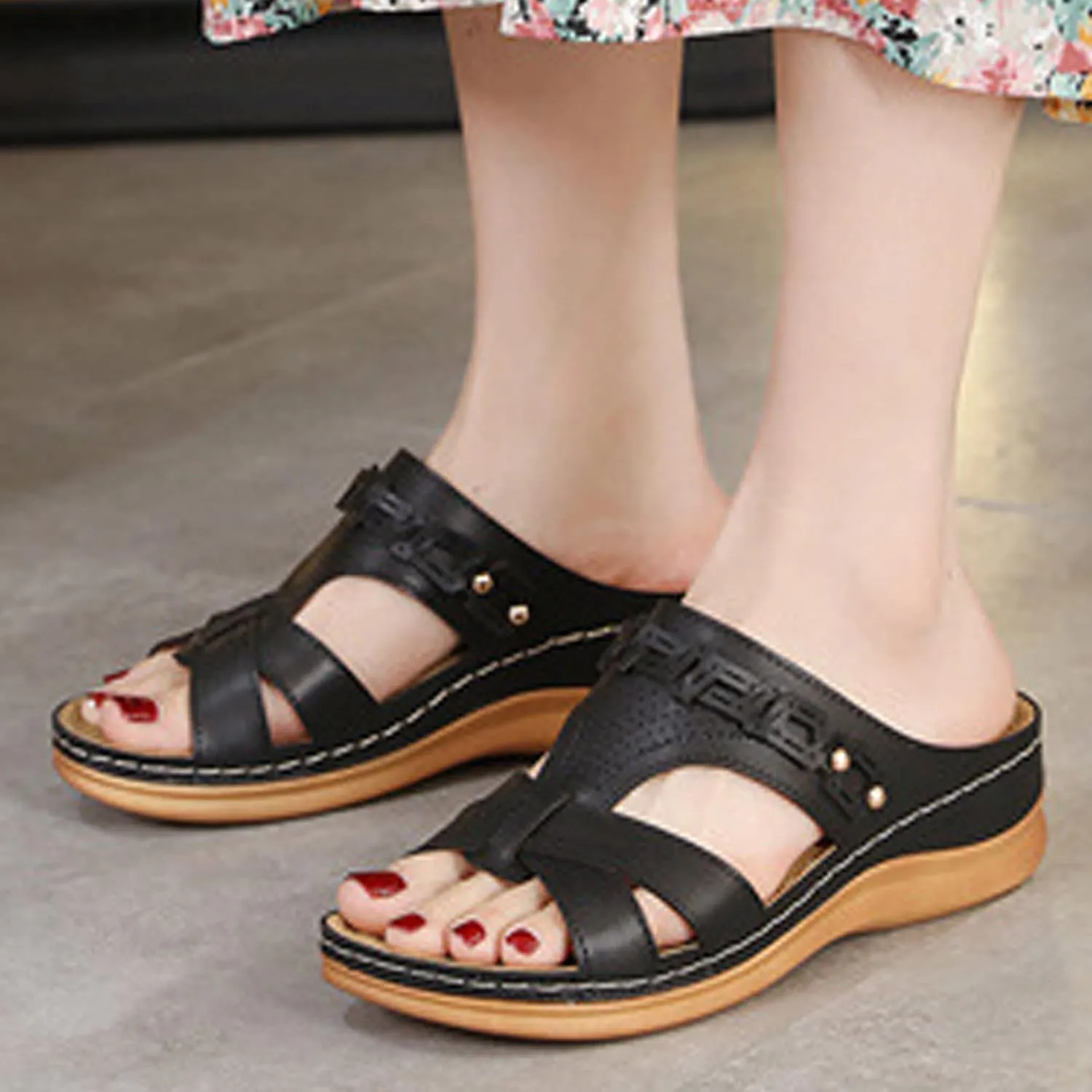 Orthopedic Shoes for Women Wide Width Slip Resistant Black Orthotic Sandals Women Diabetic Sandals for Women Wedges Orthopaedic Shoes for Women Black Platform Sandals Womens Strappy Sandals Heels