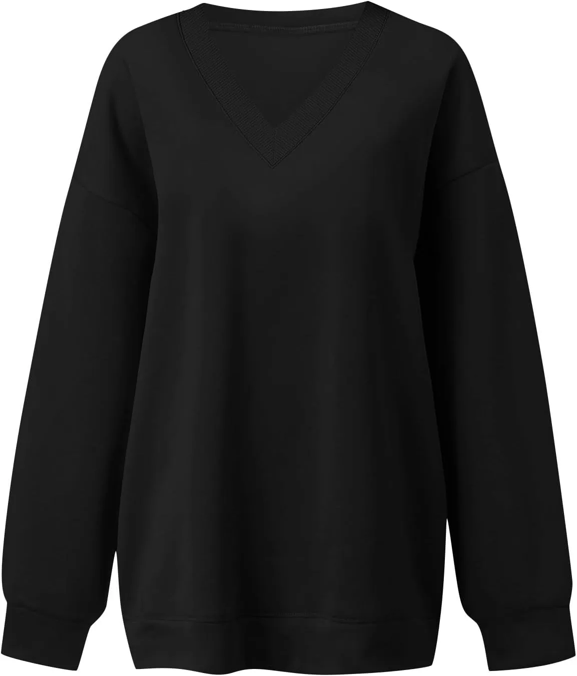 Oversized V Neck Sweatshirt Women Casual Workout Fleece Pullover Sweaters Cute Teen Long Sleeve Sweat Shirts Y2k Tops