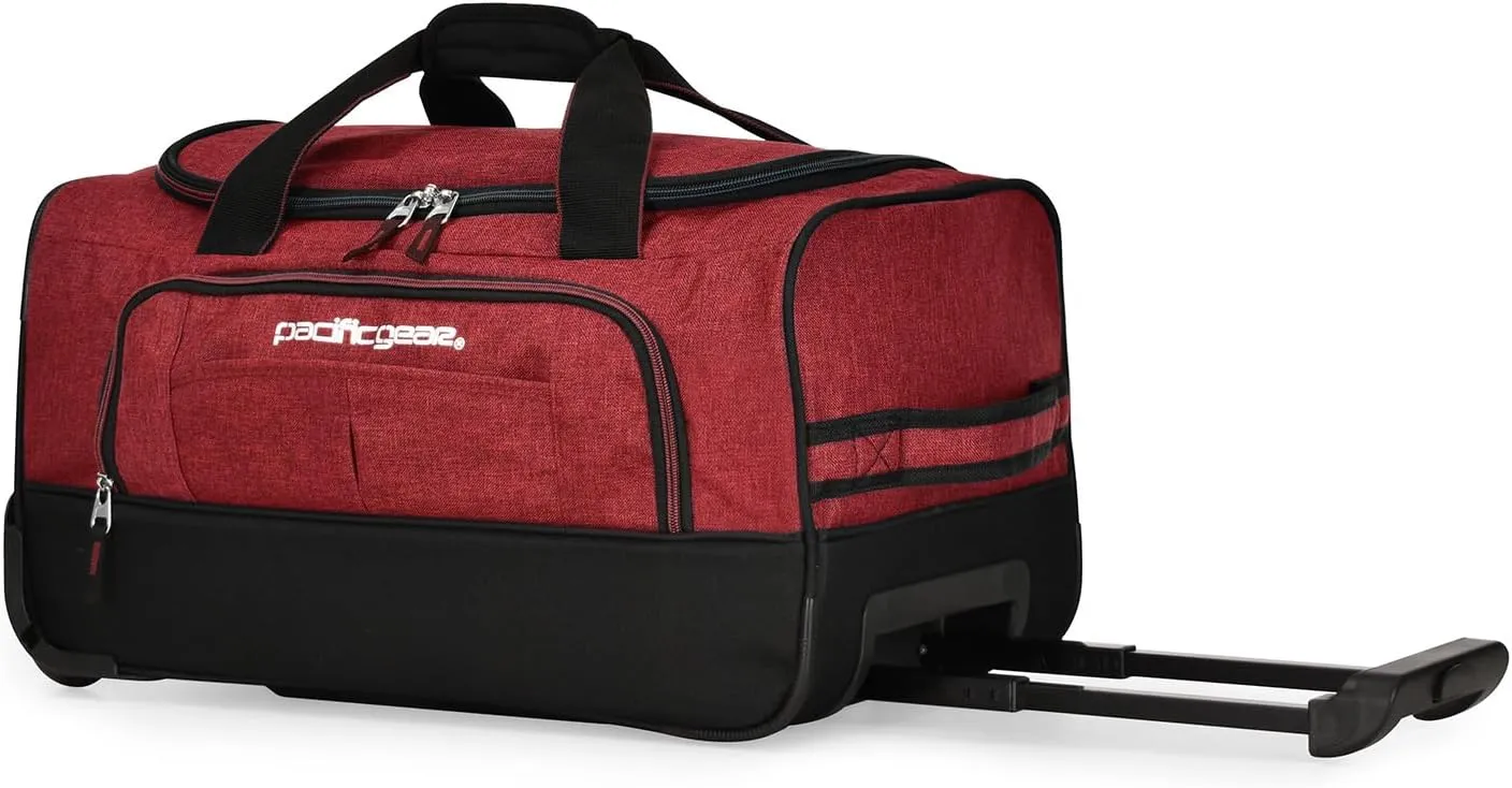 Pacific Gear Rolling Duffel Bag with Wheels, Luggage, Hockey, Sports, XL, Rollers, Heavy Duty 21"