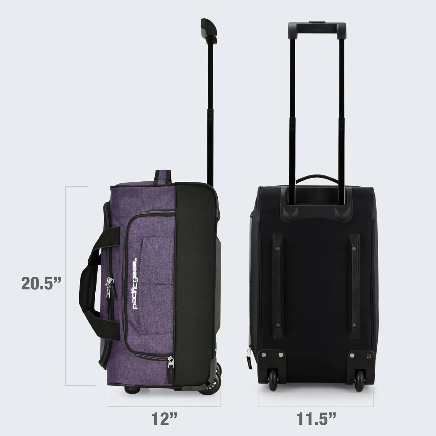 Pacific Gear Rolling Duffel Bag with Wheels, Luggage, Hockey, Sports, XL, Rollers, Heavy Duty 21"