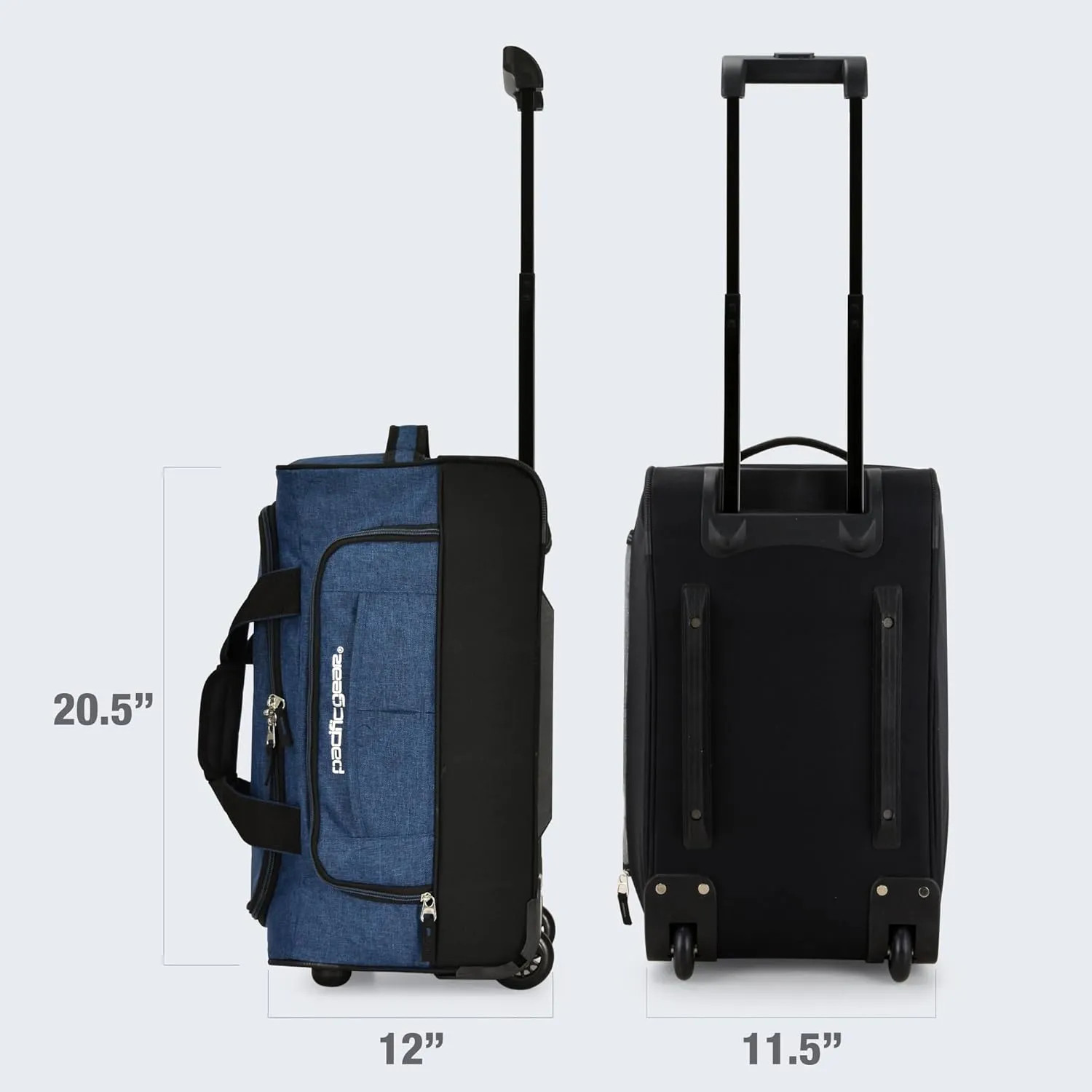 Pacific Gear Rolling Duffel Bag with Wheels, Luggage, Hockey, Sports, XL, Rollers, Heavy Duty 21"