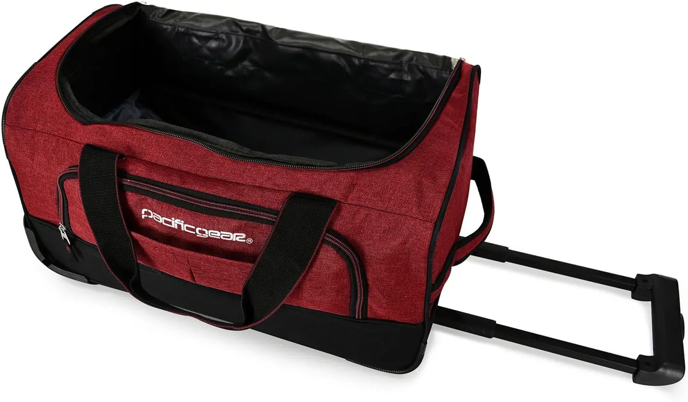Pacific Gear Rolling Duffel Bag with Wheels, Luggage, Hockey, Sports, XL, Rollers, Heavy Duty 21"