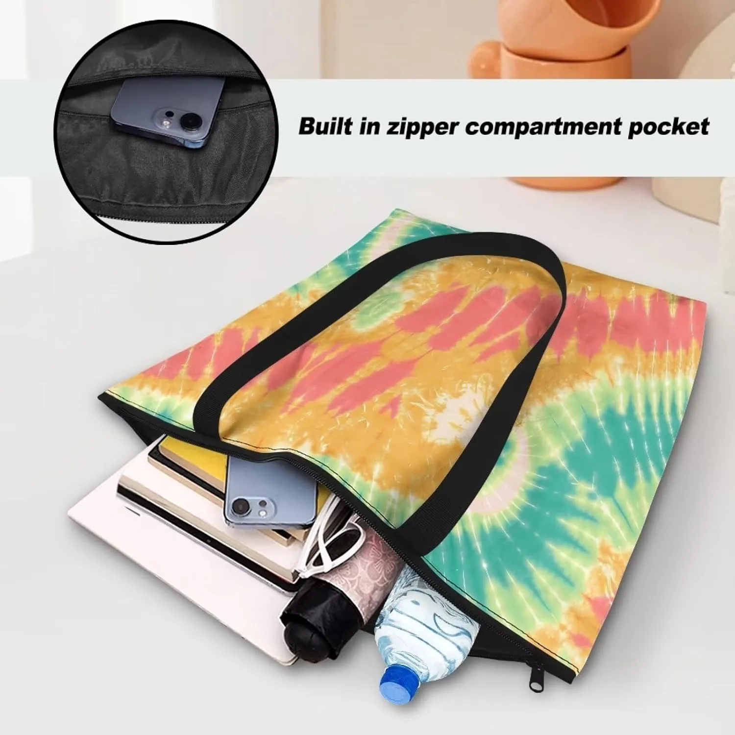 Paper Carving Tiger Women Tote Paper Bag Halloween Skeleton Foldable Tote Bag, Tie Dye Large Work Commute Bags