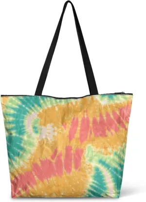 Paper Carving Tiger Women Tote Paper Bag Halloween Skeleton Foldable Tote Bag, Tie Dye Large Work Commute Bags