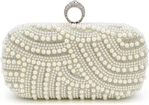 Pearl Womens Clutch Luxury Evening Bags Prom Cocktail Party Bags Wedding Bridal Purse Evening Purse Formal Party retro White Bags