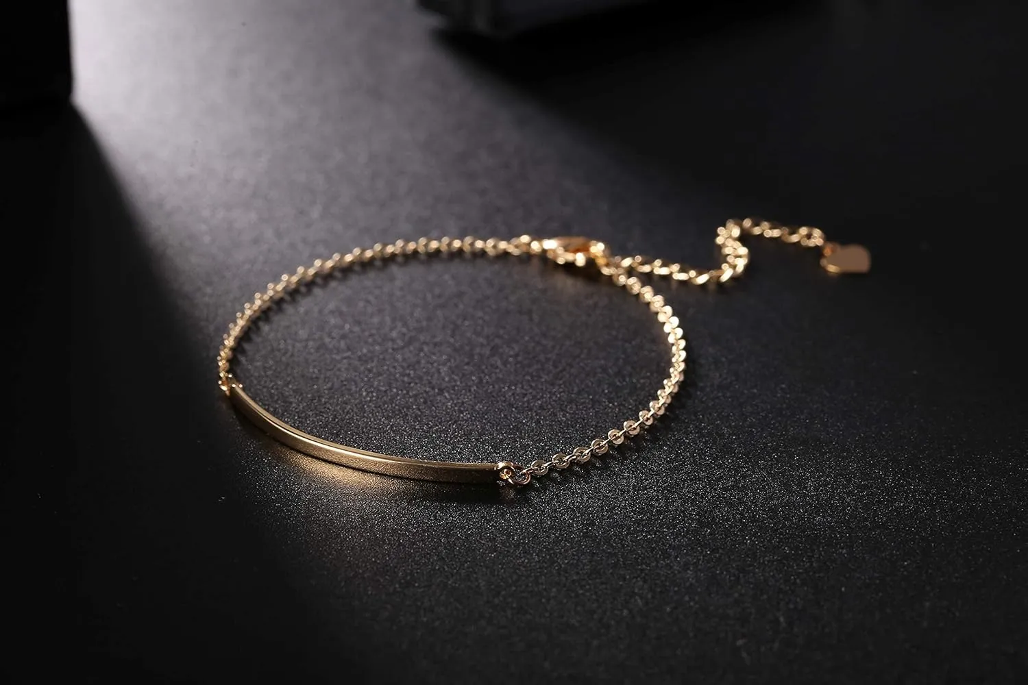 PERNNLA PEARL Dainty Gold Bar Bracelet for Women Simple Delicate Thin Cuff Bangle Hook Bracelet 18K Gold Plated Handmade Minimalist Jewelry