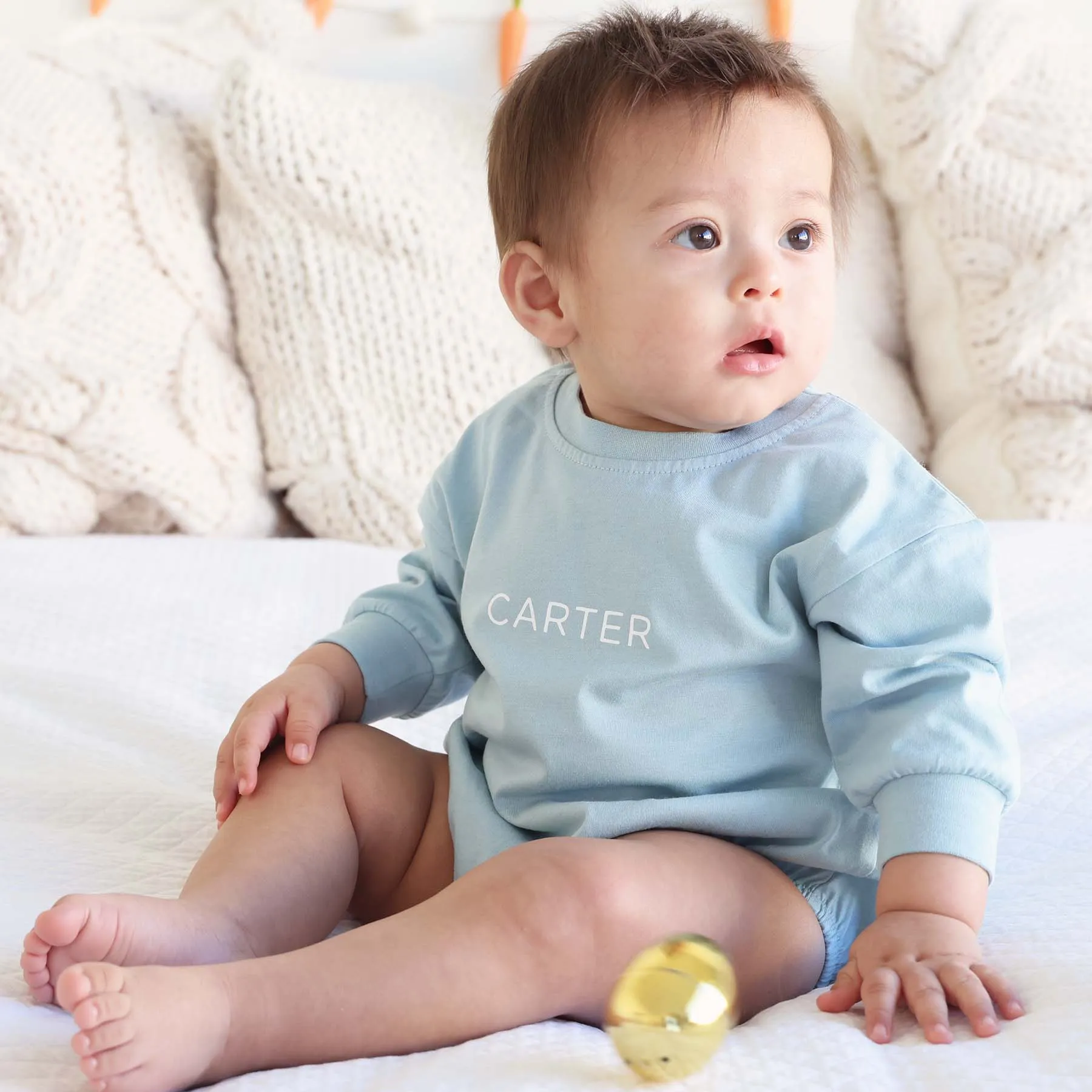 Personalized Long Sleeve Bubble Romper | Spring
