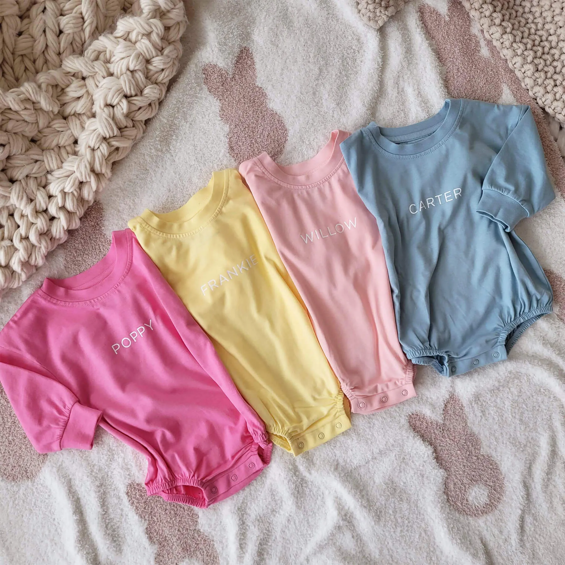 Personalized Long Sleeve Bubble Romper | Spring