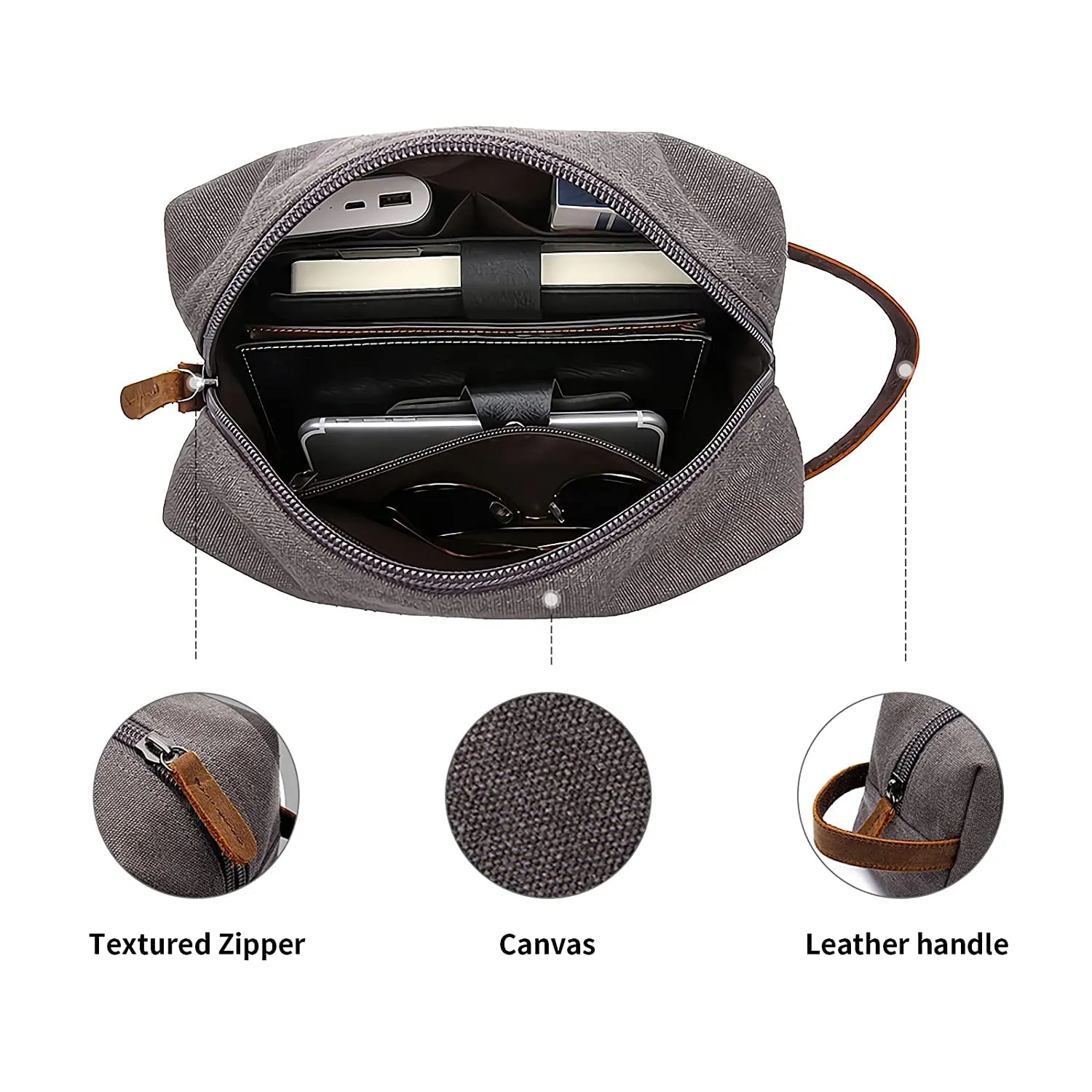 Personalized Toiletry Bag, Custom Laser Engraved Canvas Shaving Dopp Kit, Toiletry Bag Leather Canvas Dopp Kit For Travel, Gift for Him, Groomsmen Gifts