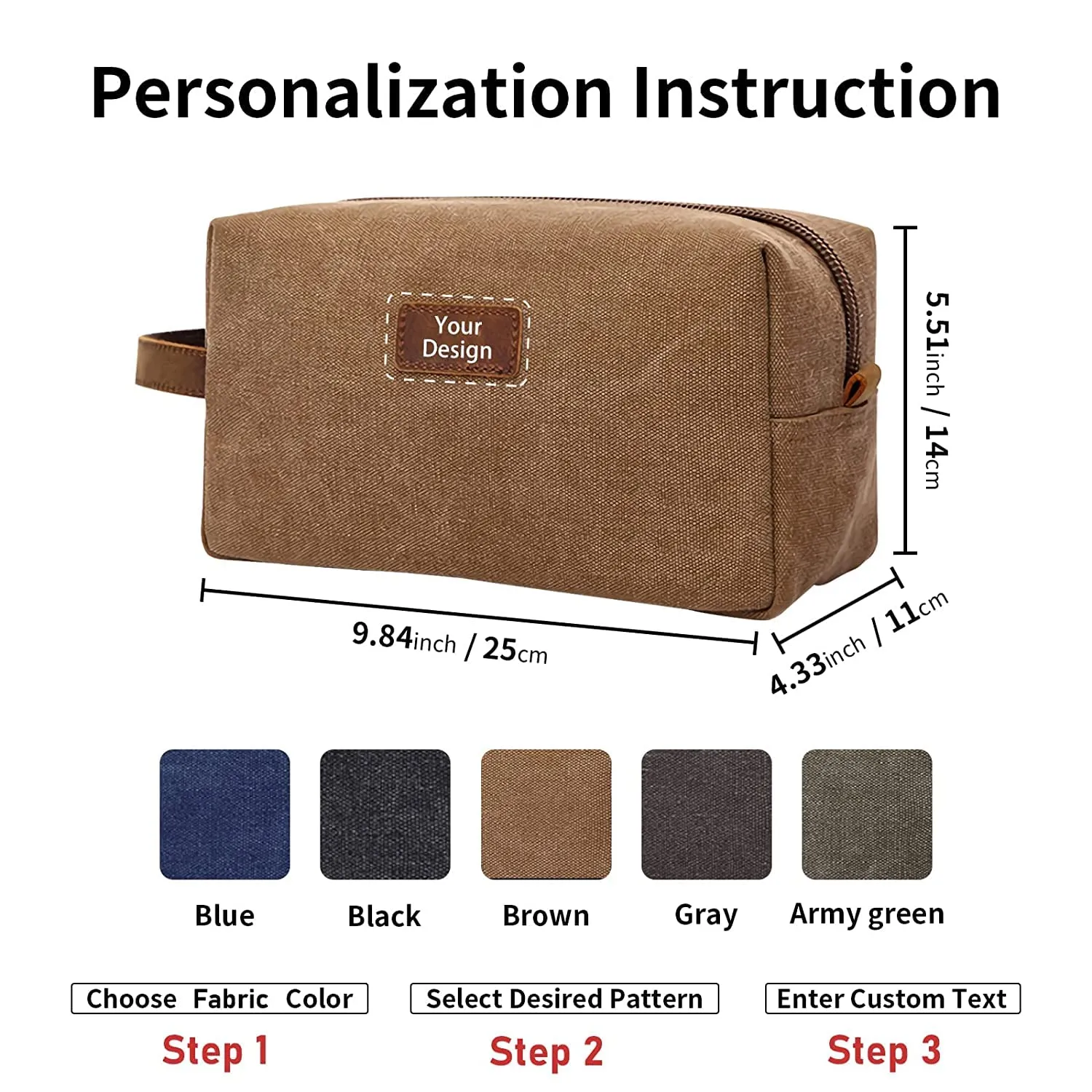 Personalized Toiletry Bag, Custom Laser Engraved Canvas Shaving Dopp Kit, Toiletry Bag Leather Canvas Dopp Kit For Travel, Gift for Him, Groomsmen Gifts