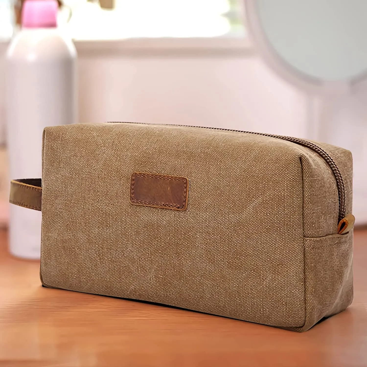 Personalized Toiletry Bag, Custom Laser Engraved Canvas Shaving Dopp Kit, Toiletry Bag Leather Canvas Dopp Kit For Travel, Gift for Him, Groomsmen Gifts