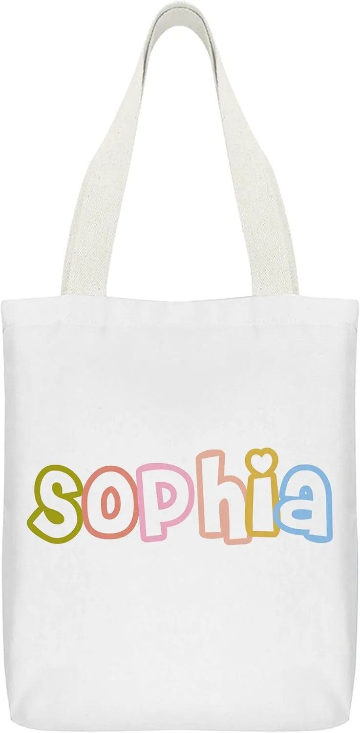 Personalized Tote Bag Custom Canvas Bag with Name, Customized Cute Bags Gifts for Travel Birthday Christmas Holiday