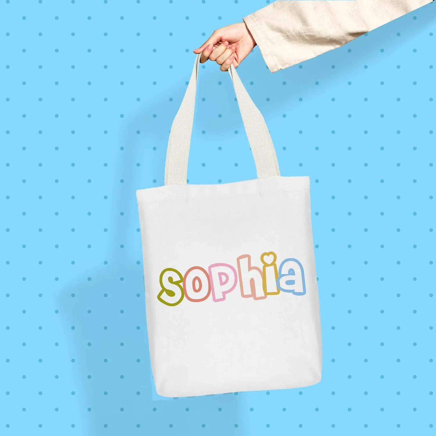 Personalized Tote Bag Custom Canvas Bag with Name, Customized Cute Bags Gifts for Travel Birthday Christmas Holiday