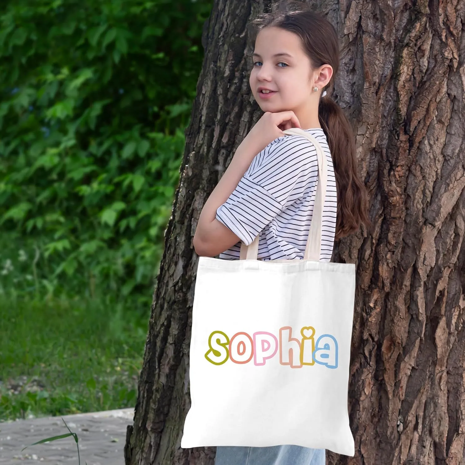 Personalized Tote Bag Custom Canvas Bag with Name, Customized Cute Bags Gifts for Travel Birthday Christmas Holiday