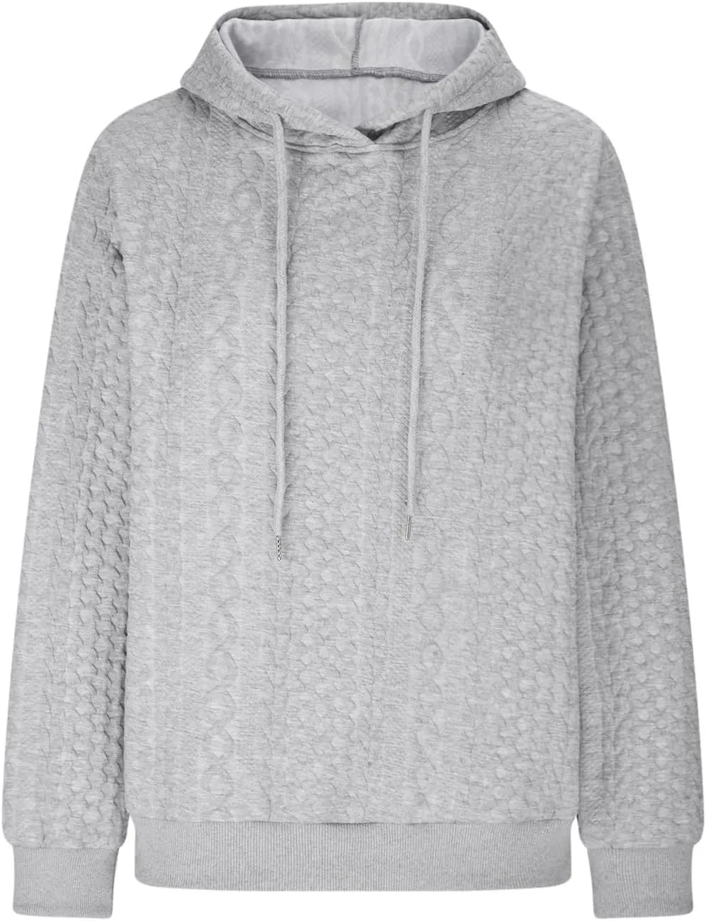 PETYCZEN Fall Sweatshirts for Women Casual Long Sleeve Lightweight Cable Knit Oversized Hoodie Drawstring Pullover Tops