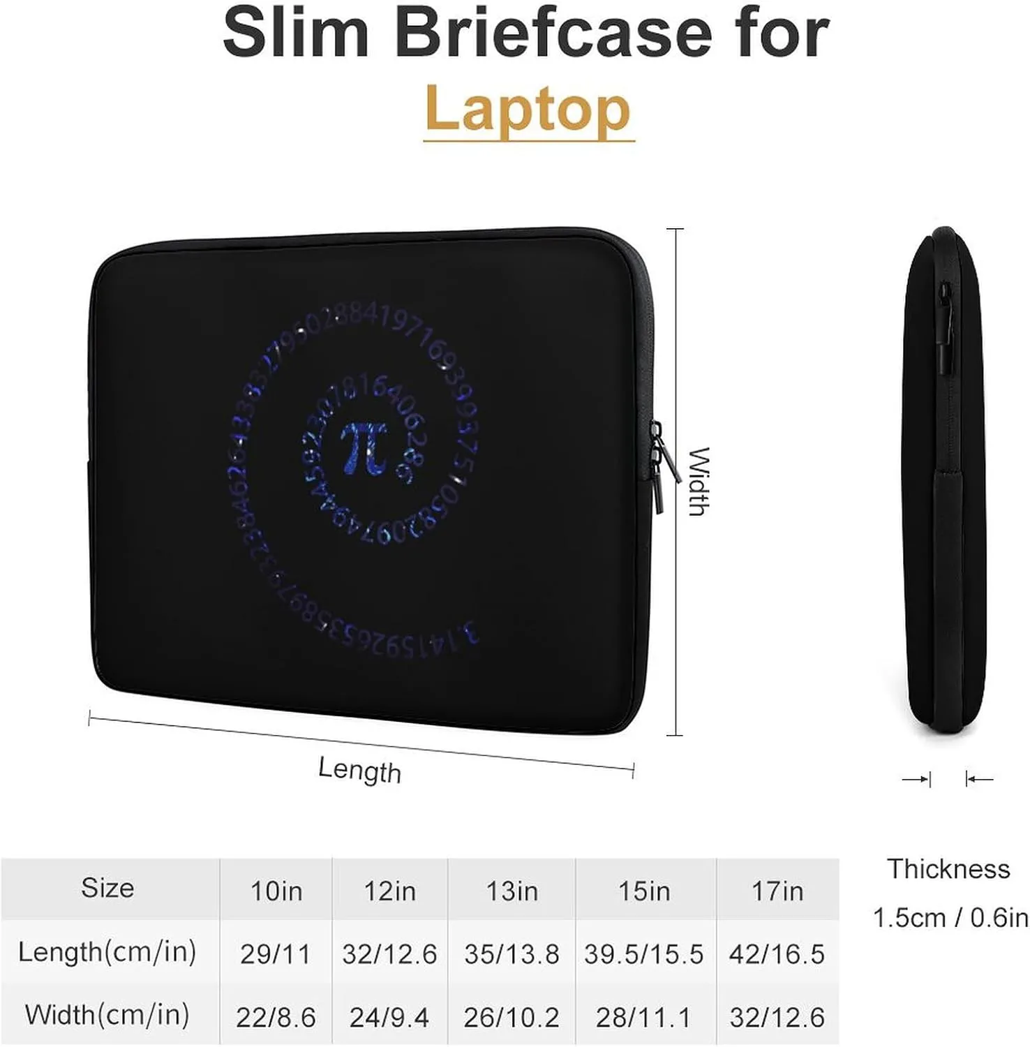 Pi Day Mathematics Symbol Personalized Laptop Bag Business Casual Laptop Cases Slim Computer Bag Briefcase