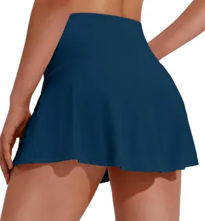 PINSPARK Tennis Skirts for Women Pleated Athletic Skort Lightweight Golf Skirts with Shorts Pocket Workout Pickleball