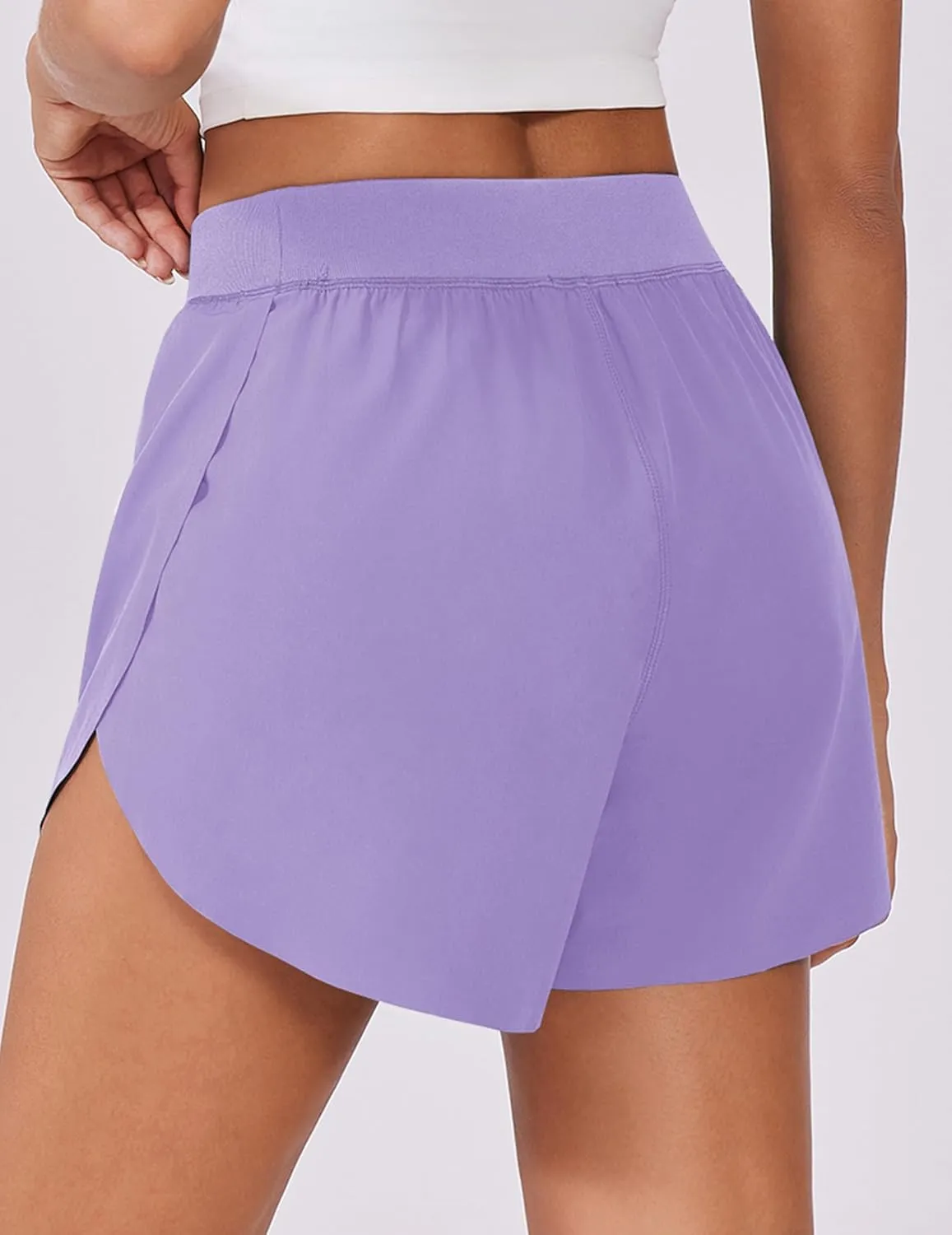 PINSPARK Womens Running Shorts High Waisted Athletic Shorts Quick Dry Exercise Workout Shorts with Mesh Liner