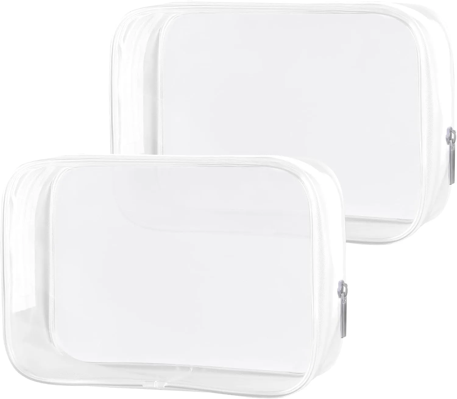 PLULON 2 Pack Travel Toiletry Bag, TSA Approved Toiletry Bag Clear Makeup Bag Quart Size Portable Cosmetic Bags Carry on Travel Accessories Bag for Women Men - Clear