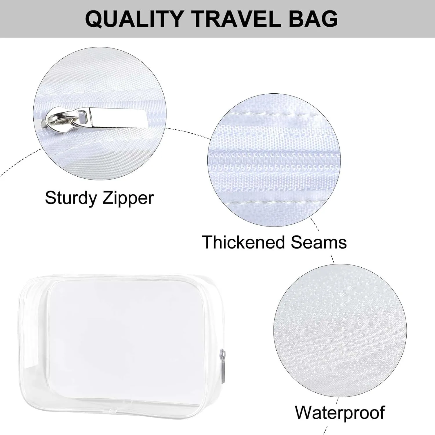 PLULON 2 Pack Travel Toiletry Bag, TSA Approved Toiletry Bag Clear Makeup Bag Quart Size Portable Cosmetic Bags Carry on Travel Accessories Bag for Women Men - Clear