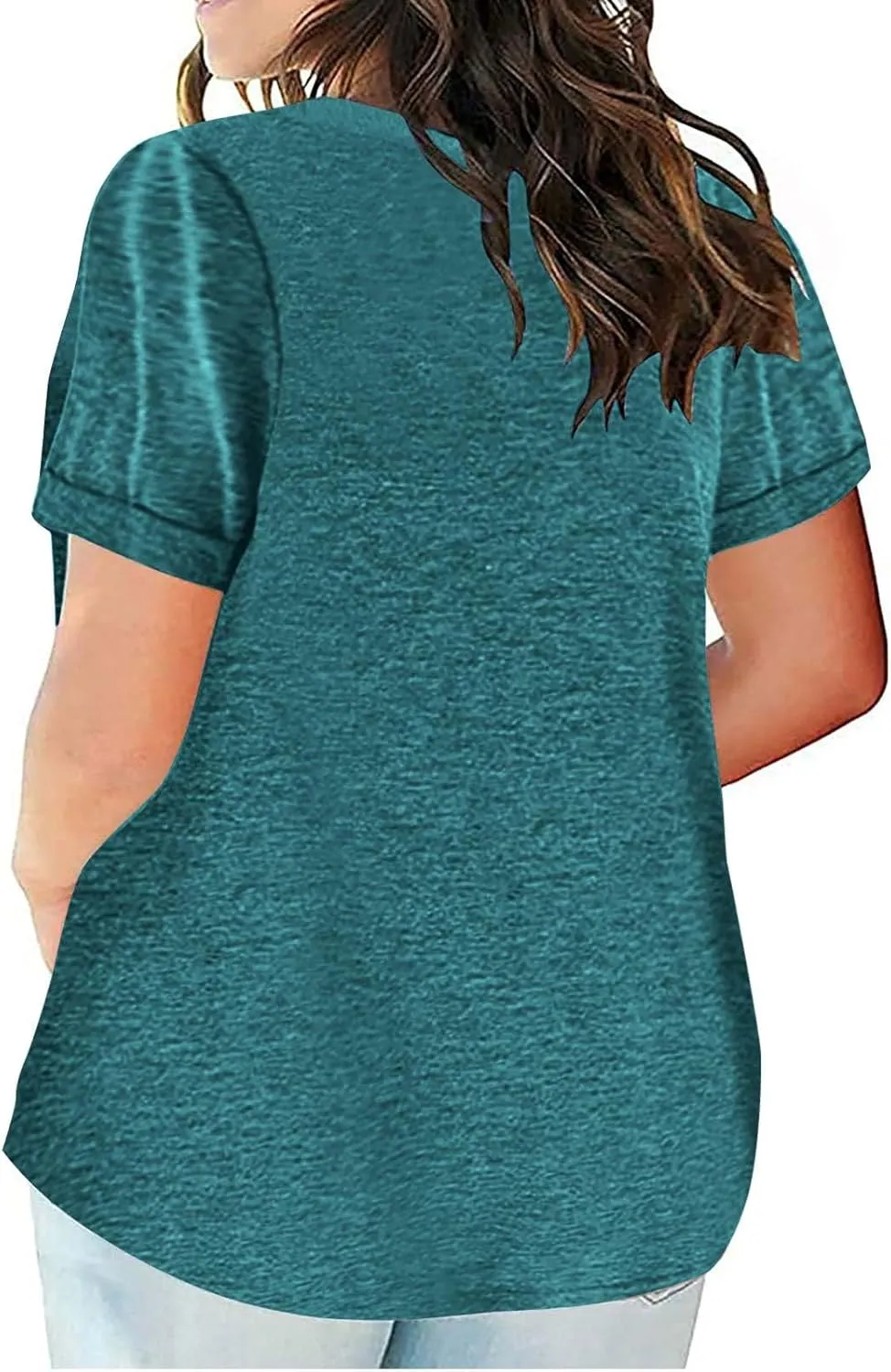 Plus Size Tops for Women Trendy V Neck Short Sleeve Summer Shirts Oversized Tunic Top Loose Fit Blouses Basic Tshirt