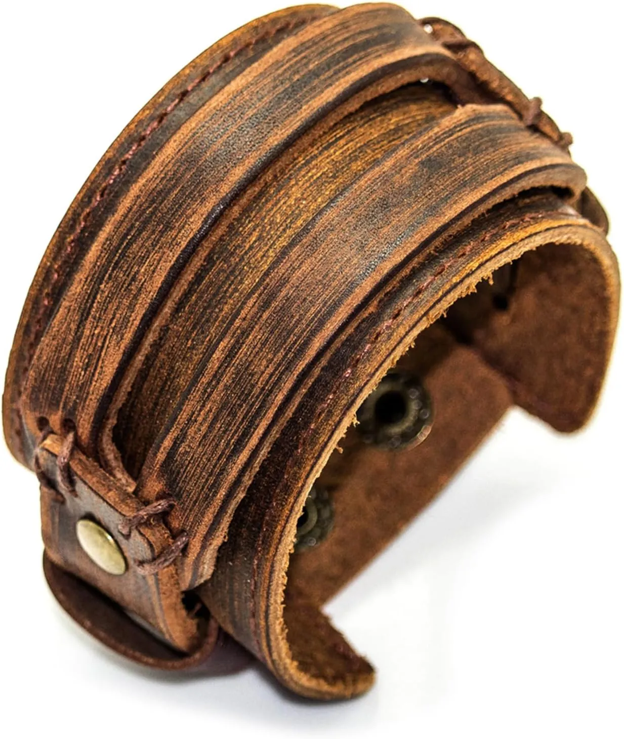 Punk Rock Adjustable Small Wristband Faux Leather Arm Band Cuff Bracelet