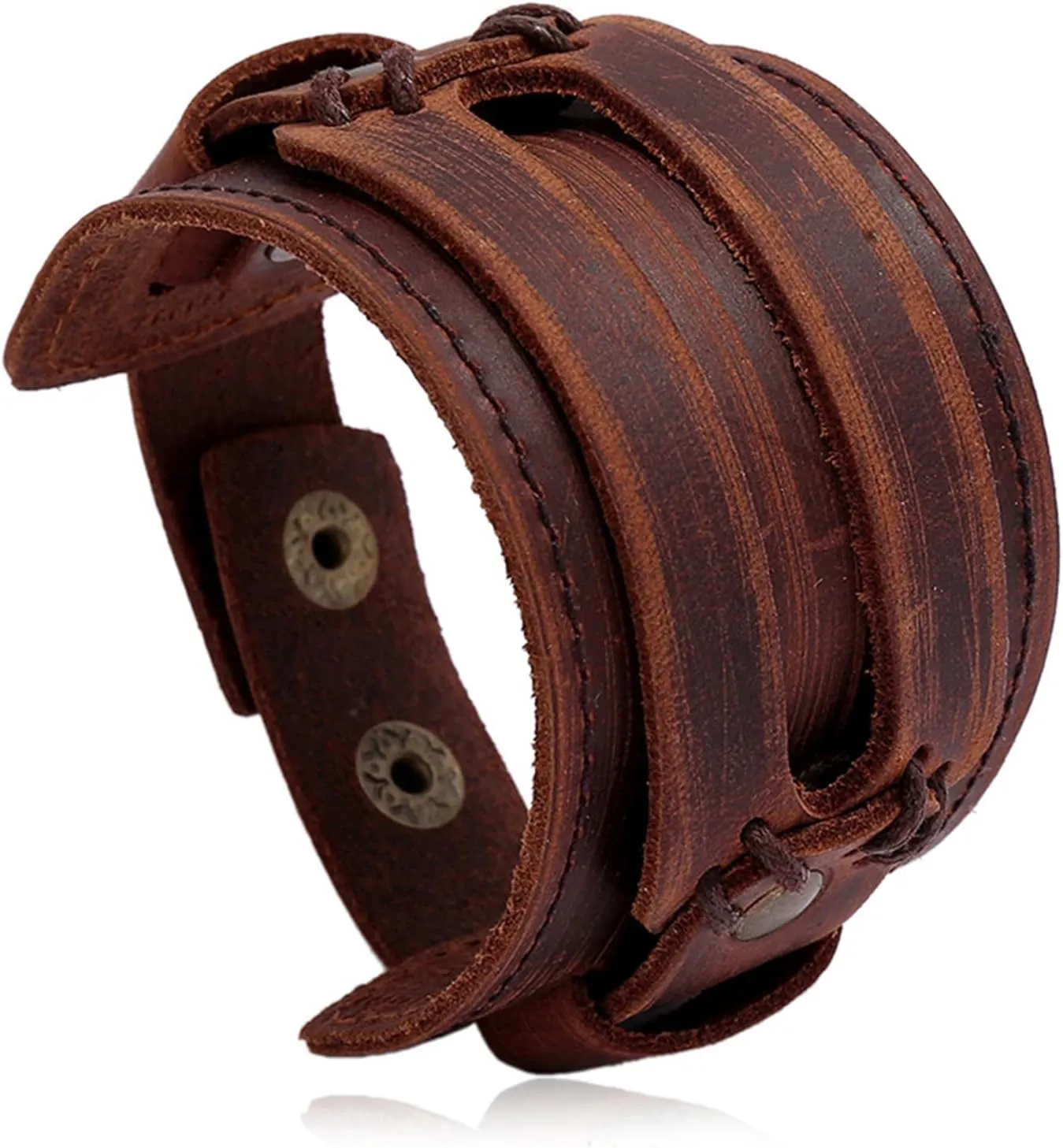 Punk Rock Adjustable Small Wristband Faux Leather Arm Band Cuff Bracelet