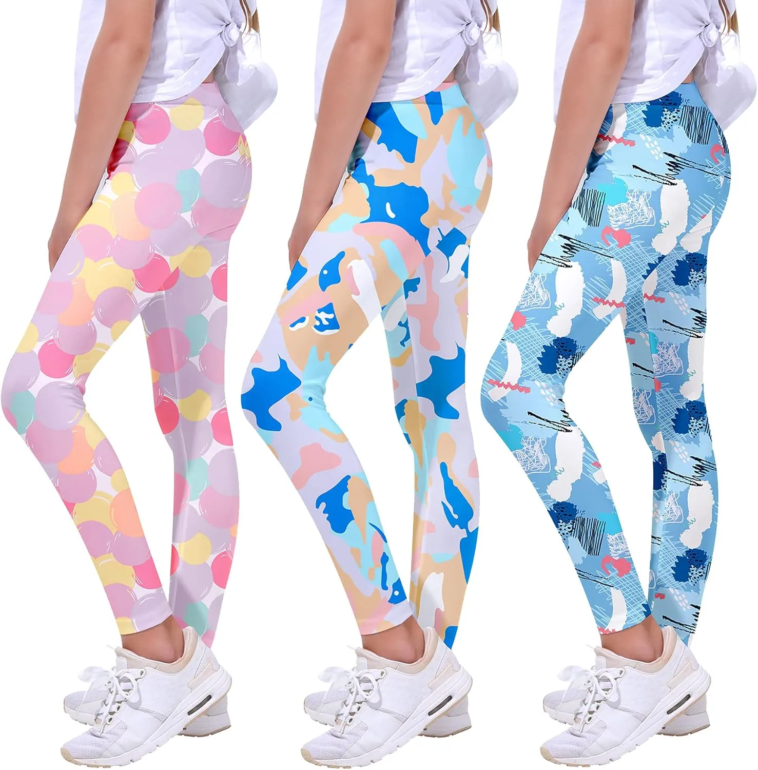 Quedoris Girls Printed Leggings Yoga Pants Multipack Leggings for Kids in 3t to 13 Years
