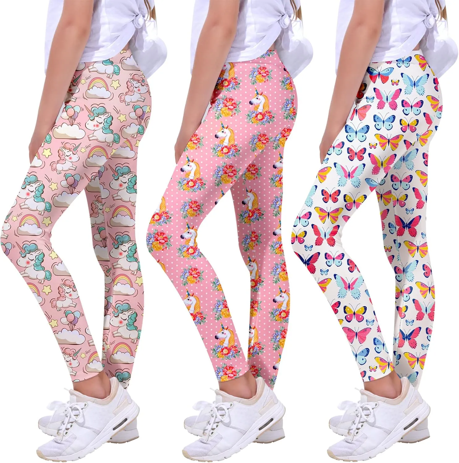 Quedoris Girls Printed Leggings Yoga Pants Multipack Leggings for Kids in 3t to 13 Years