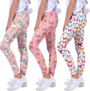 Quedoris Girls Printed Leggings Yoga Pants Multipack Leggings for Kids in 3t to 13 Years
