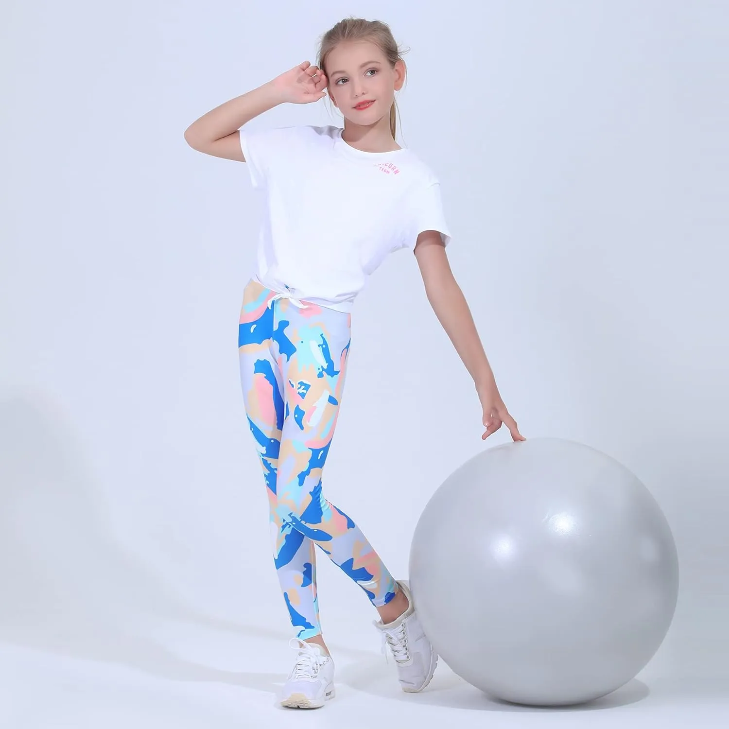 Quedoris Girls Printed Leggings Yoga Pants Multipack Leggings for Kids in 3t to 13 Years
