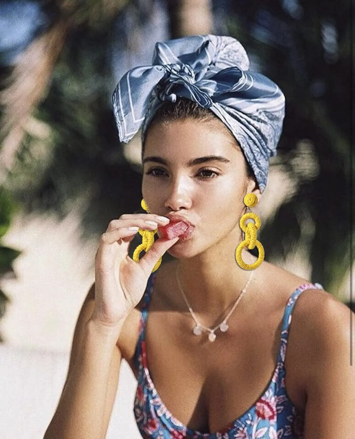 Rattan Earrings Handmade Hypoallergenic Raffia Circle Drop Dangle Earrings Boho Summer Beach Vacation Earrings