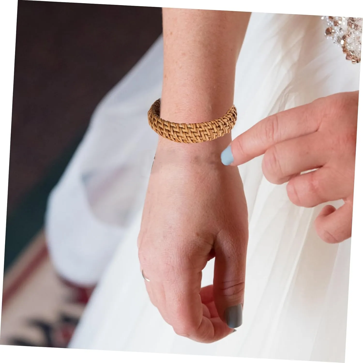 Rattan Woven Bangle Bracelet for Women Vintage Bohemia Style Wrist Bangle Comfortable and Chic Design