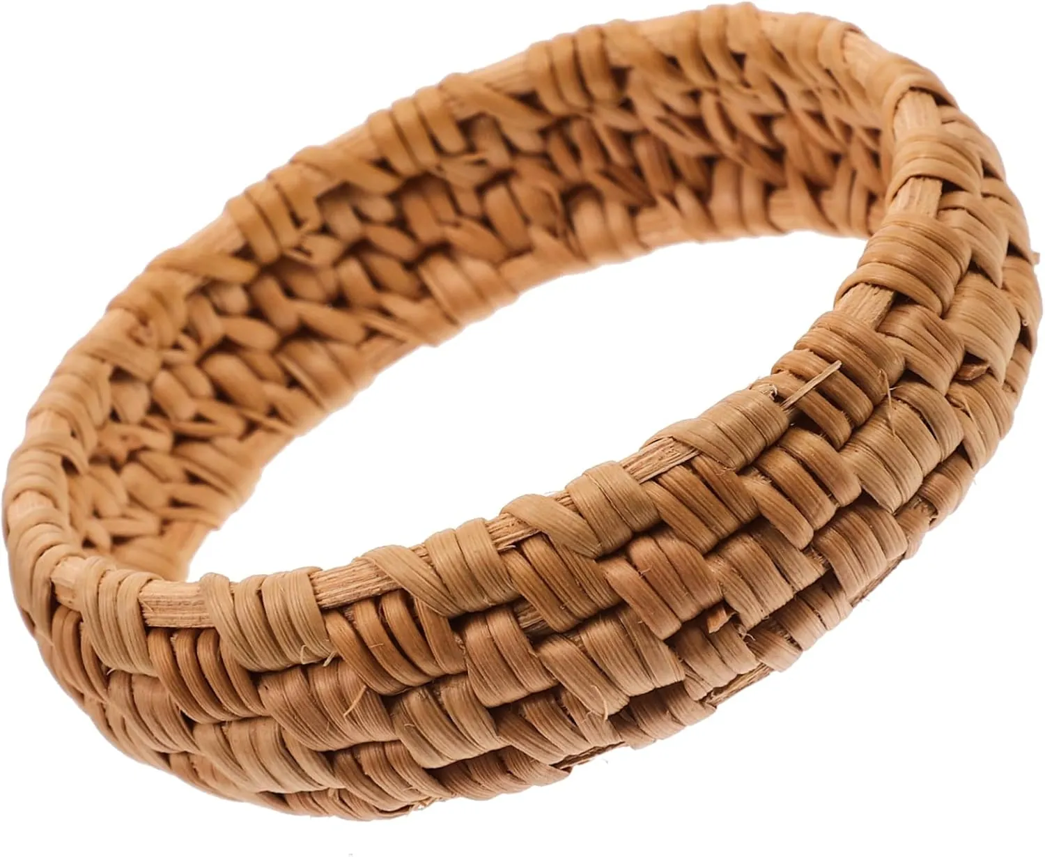 Rattan Woven Chunky Bangle Bracelet for Women Retro Style Wrist Accessory Comfortable Design for Everyday Wear and Special Occasions