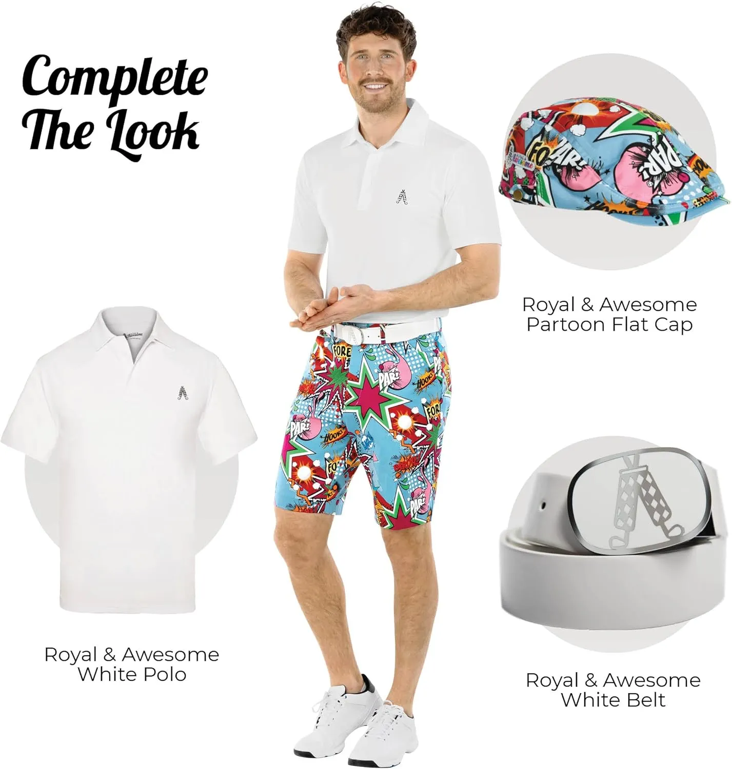 Royal & Awesome Mens Golf Shorts, Crazy Golf Shorts For Men, Plaid Shorts Men - Golf Tool Included
