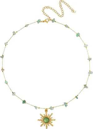 Sacina Sun Choker Necklace, Natural Crystal Necklace, Boho Hippie Jewelry, Christmas Jewelry Gift For Women