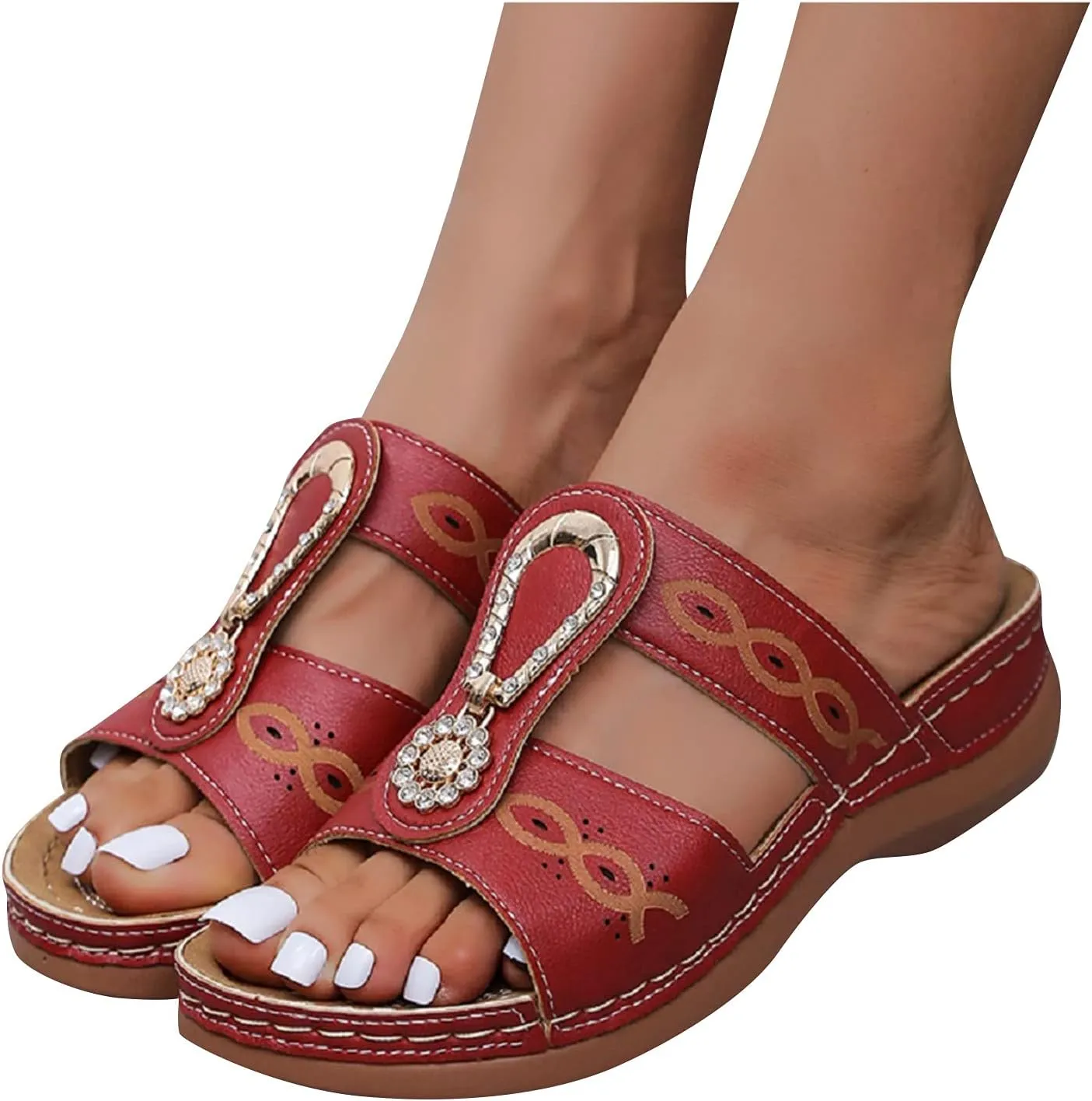 SBGMoSJ Womens Flip Flops for Plantar Fasciitis Heel Pain Summer Sandals for Women 2024 Flat Black Work Wedges for Women Comfortable Recovery Slides Men Orthopedic Shoes Men Closed Sandals for Women