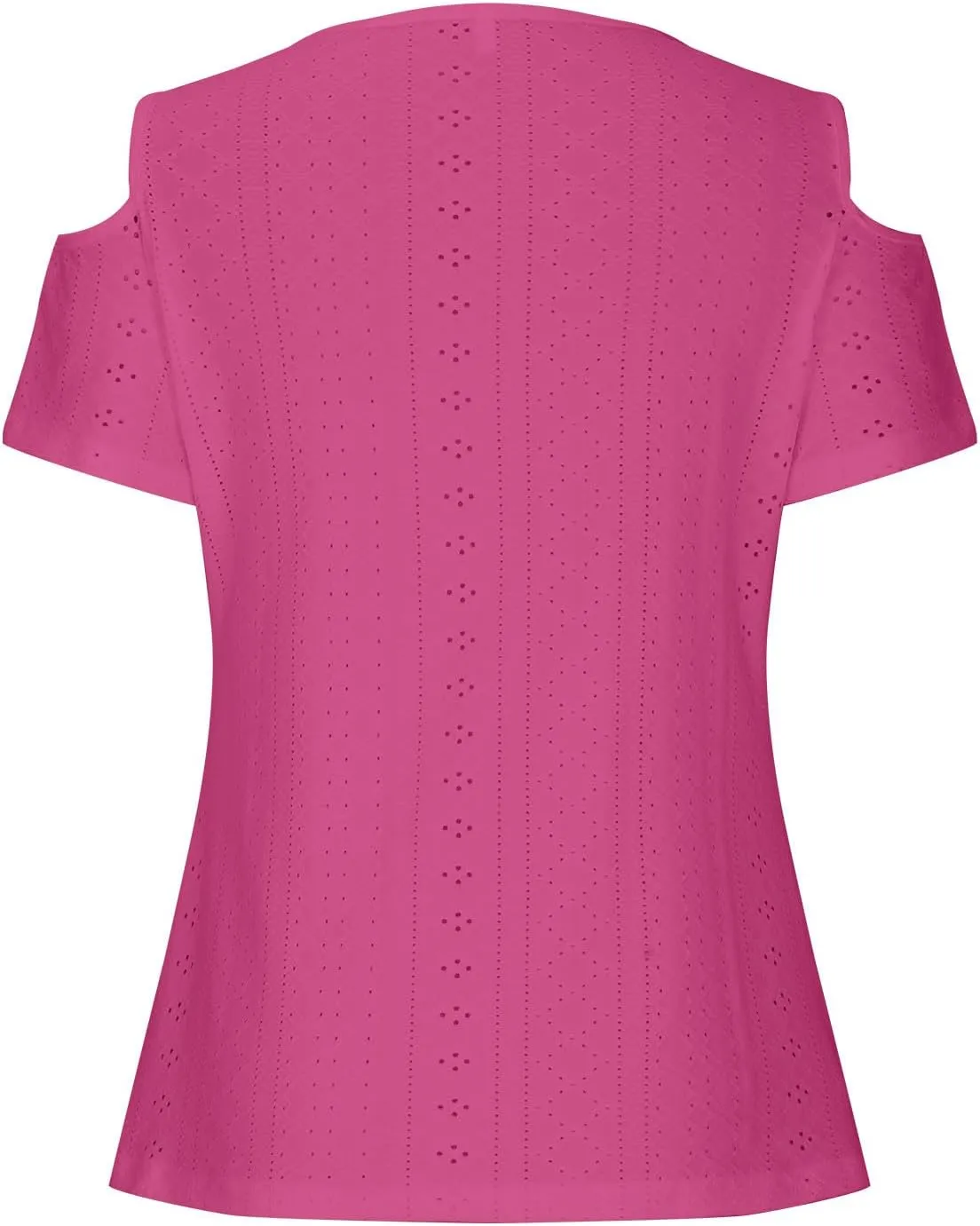 Sexy Cold Sholuder Tops for Women 2025 Summer Hollow Out Eyelet Short Sleeve Blouse Loose V Neck Tshirt Casual Tunics