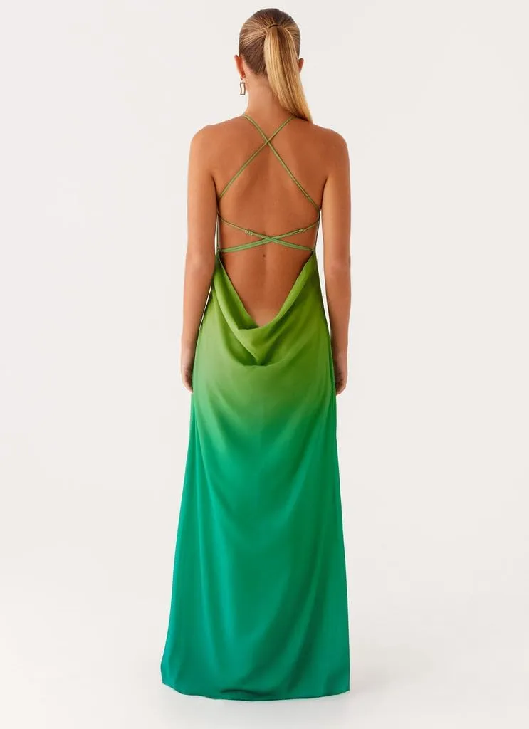 Seyumixi Womens Tie Dye Maxi Dress Y2k Gradient Spaghetti Strap Backless Slim Long Slip Dresses Summer Party Beach Dress