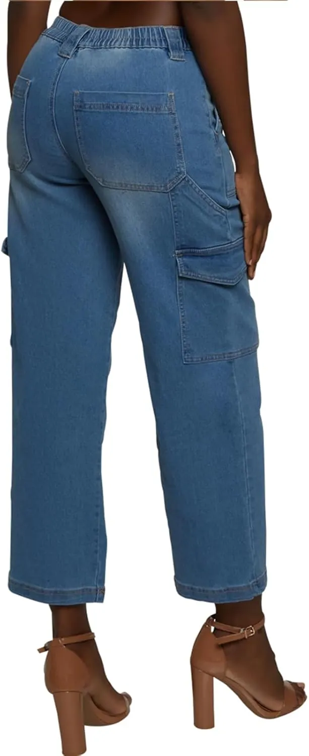 SheKiss Boyfriend Stretchy Jeans for Women - Distressed Frayed High Waisted Trendy Denim Blue Jeans