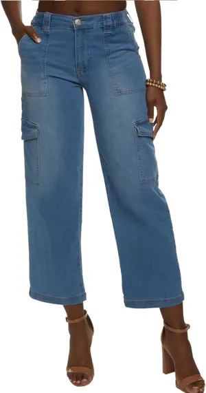 SheKiss Boyfriend Stretchy Jeans for Women - Distressed Frayed High Waisted Trendy Denim Blue Jeans