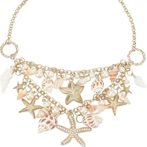 Shell Starfish Necklace Bracelet Conch Statement Chunky Necklace Mermaid Costume Jewelry Beach Jewelry for Women