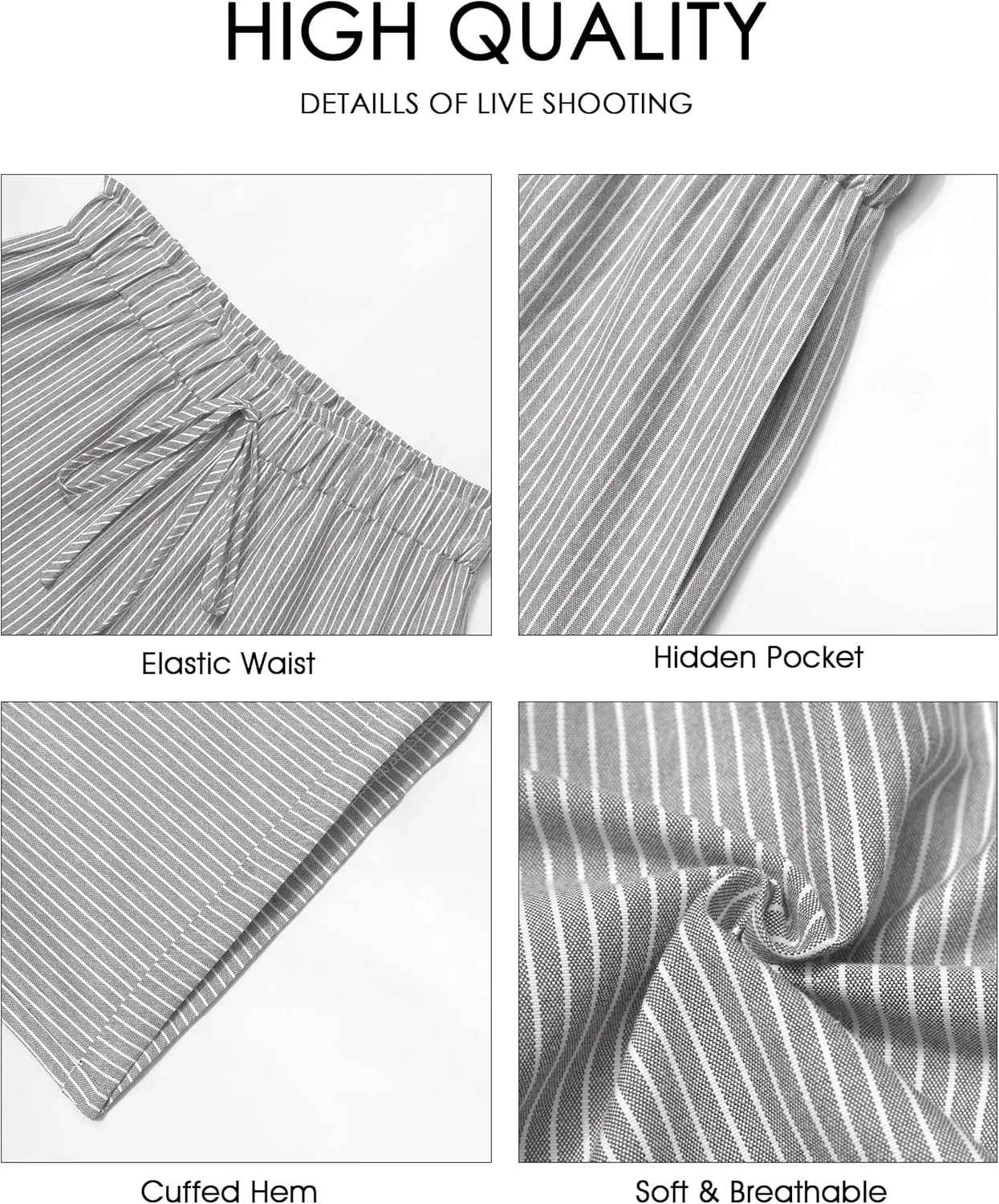 Shorts for Women Striped Elastic High Waisted Shorts Women Casual Trendy Summer Womens Shorts with Pockets