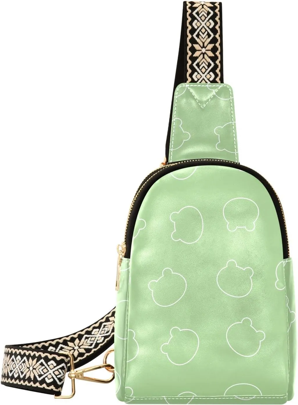 Silhouettes Of Heads Of Frogs Fanny Pack Crossbody PC Leather Small Sling Bag for Women Fashion Waist Packs Chest Bag for Travel Sports Running Hiking